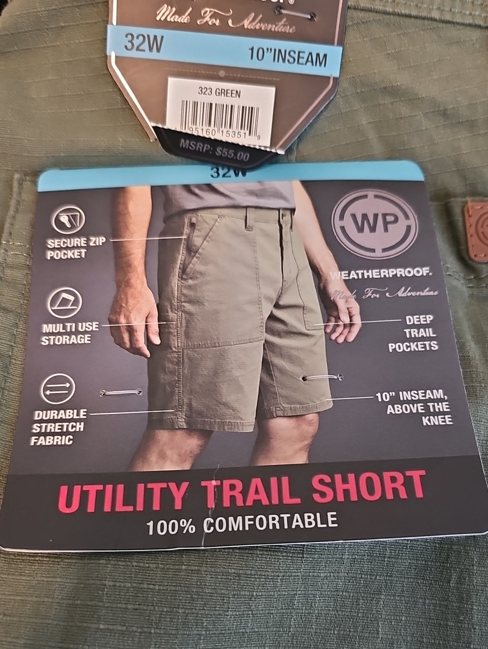 Weatherproof Utility Trail Shorts - Olive Green